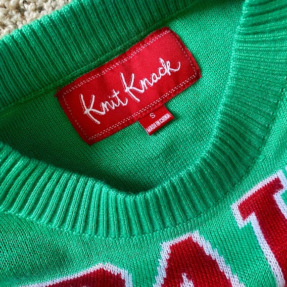 Knit Knack Bah Hum Pug Crew Neck Christmas Sweater - Picture 4 of 6